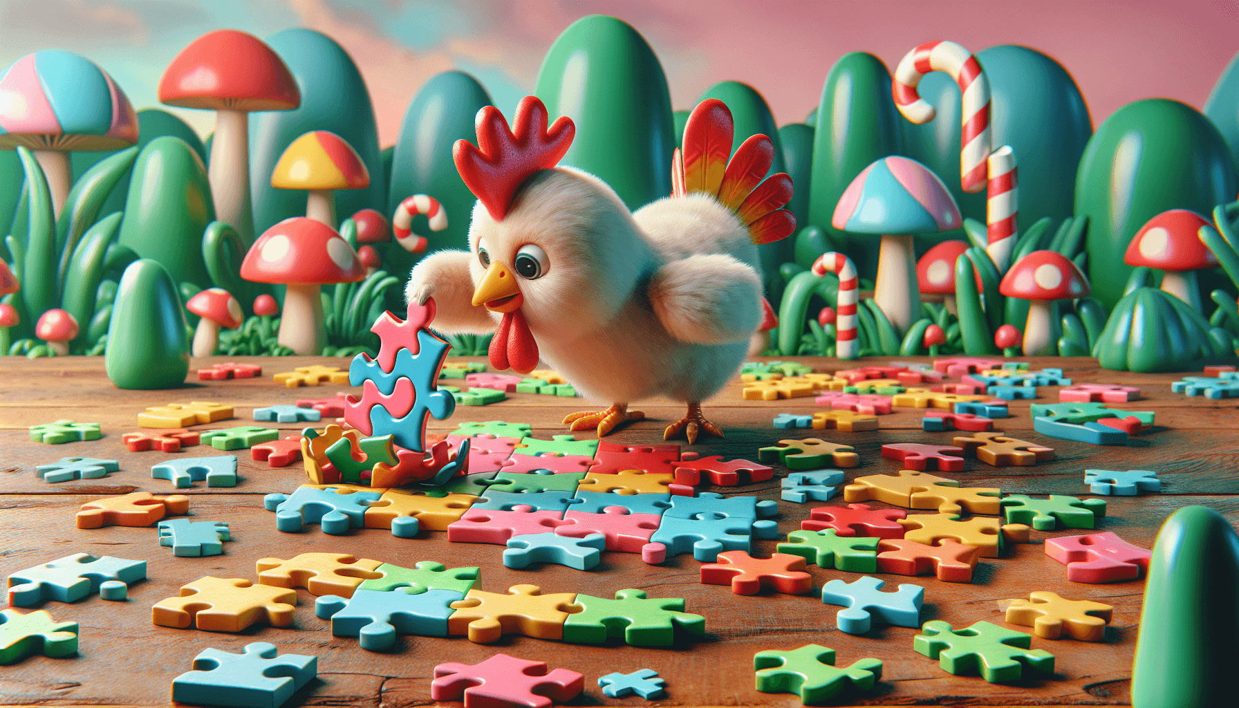 Chicki solving a puzzle